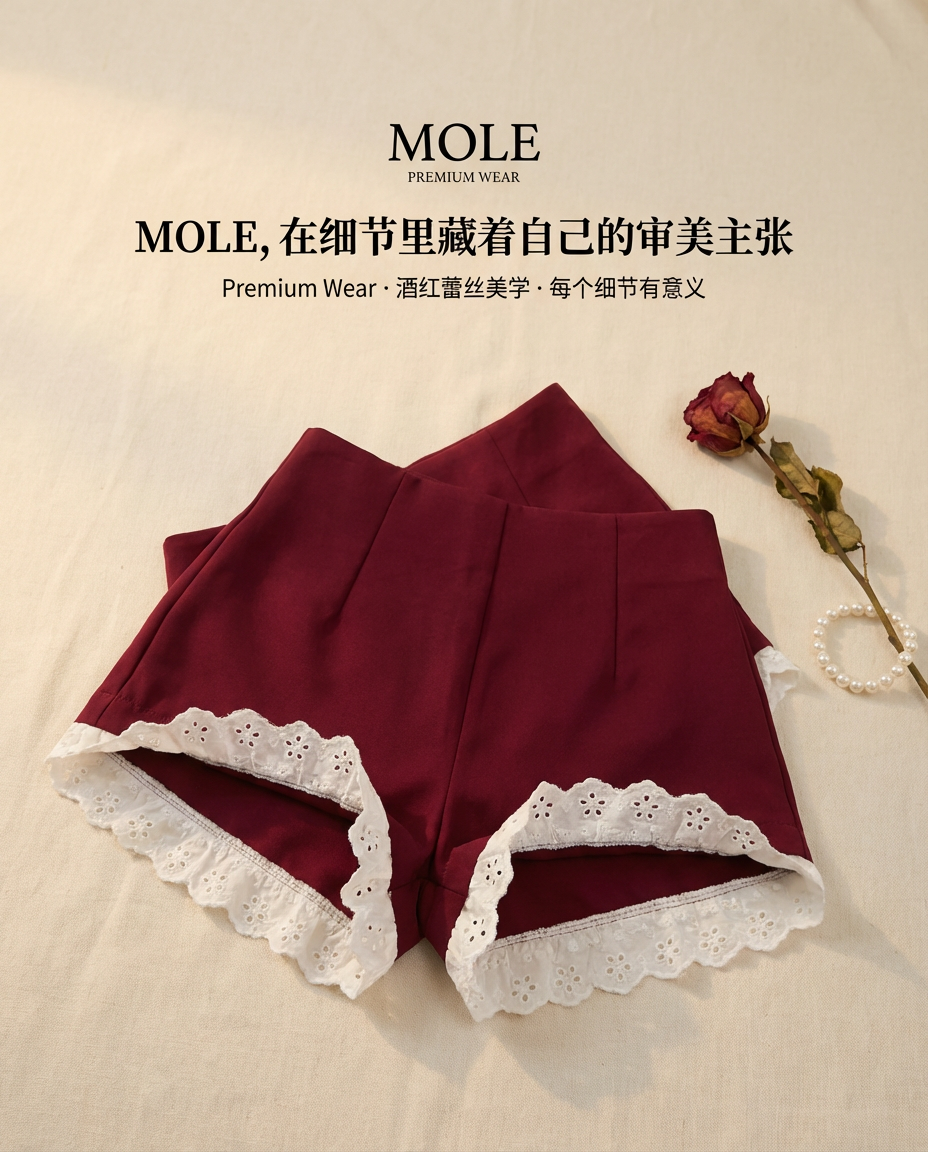 Suit Fabric A Line Lacey Shorts