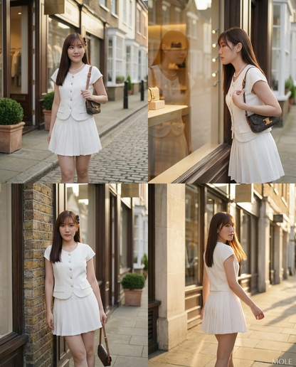 Rosie Classy Pleated Skirt Set