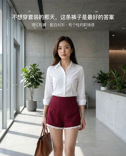 Suit Fabric A Line Lacey Shorts